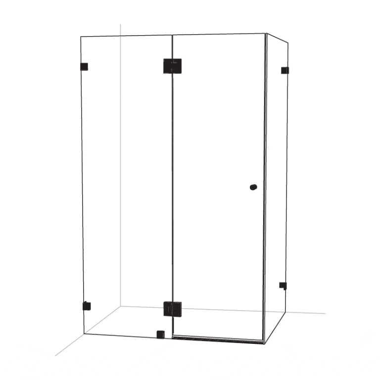 Rectangle L-Shape Shower Screen – Matte Black